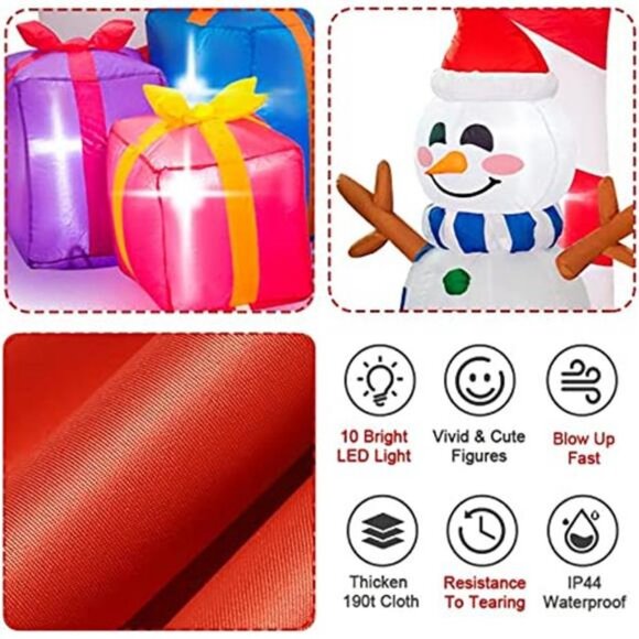 8 FT Inflatable Fun Snowman Penguin Gift Box Christmas Decorations - Picture 3 of 6